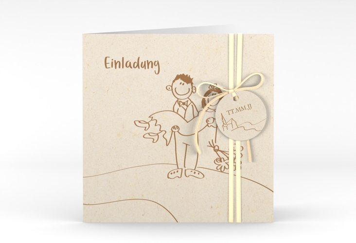 Hochzeitseinladung Pisa quadr. Klappkarte beige