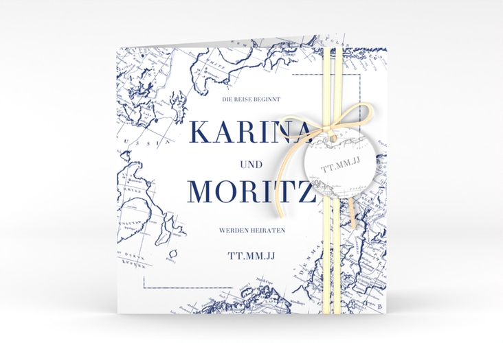 Hochzeitseinladung Voyage quadr. Klappkarte