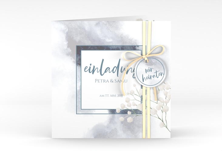 Hochzeitseinladung Winter quadr. Klappkarte mit Schleierkraut