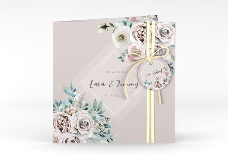 Hochzeitseinladung "Romance" quadratische Klappkarte