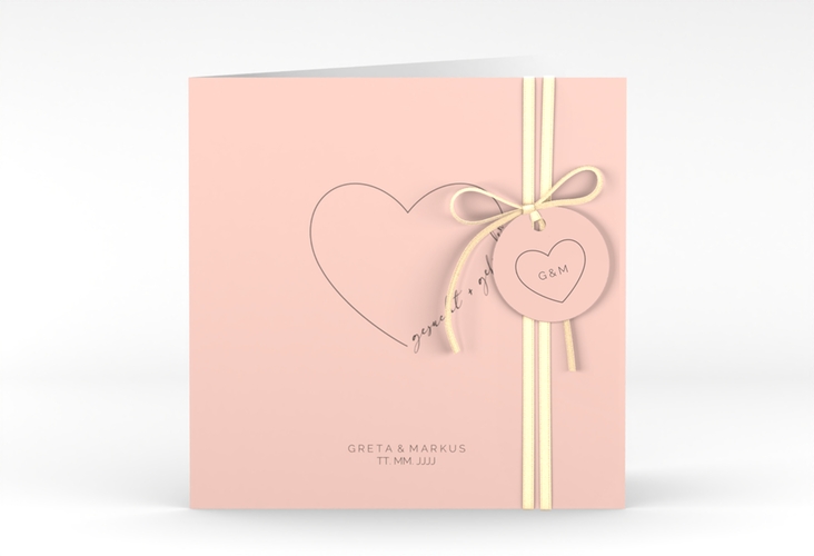 Hochzeitseinladung Lebenstraum quadr. Klappkarte rosa hochglanz