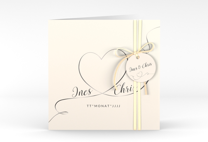 Hochzeitseinladung Dolce quadr. Klappkarte beige hochglanz