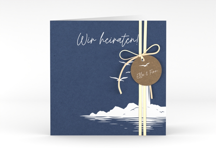 Hochzeitseinladung Leuchtturm quadr. Klappkarte