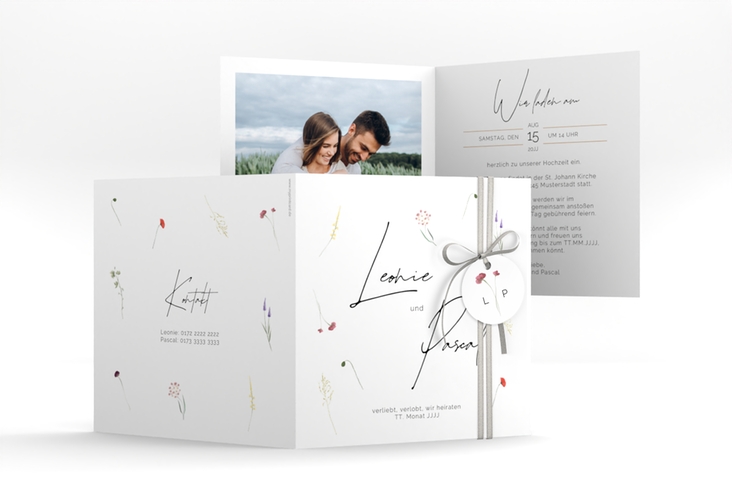 Hochzeitseinladung Feldblume quadr. Klappkarte