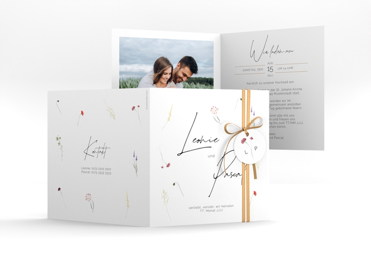 Hochzeitseinladung Feldblume quadr. Klappkarte