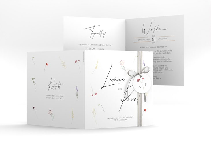 Hochzeitseinladung Feldblume quadr. Klappkarte