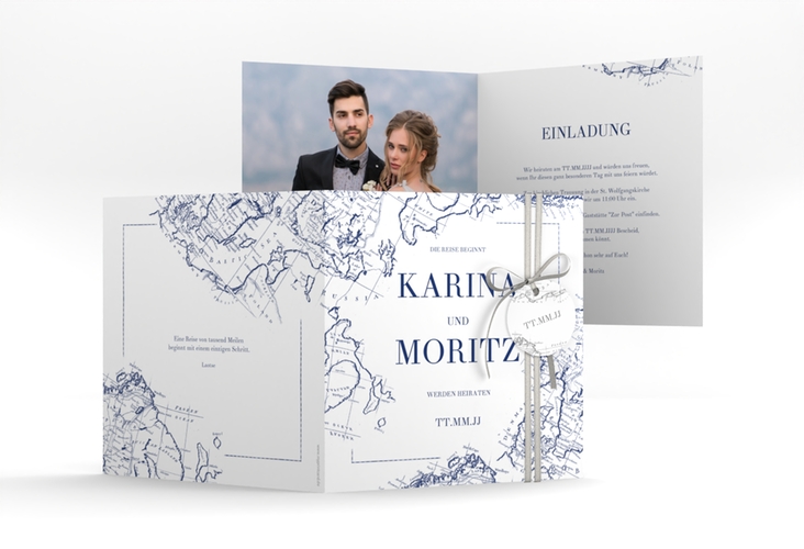 Hochzeitseinladung Voyage quadr. Klappkarte