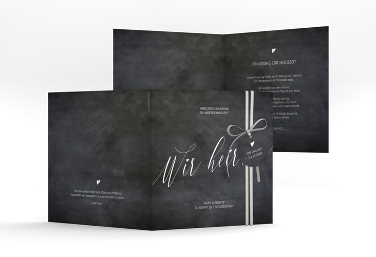 Hochzeitseinladung Chalkboard quadr. Klappkarte mit Folienveredelung