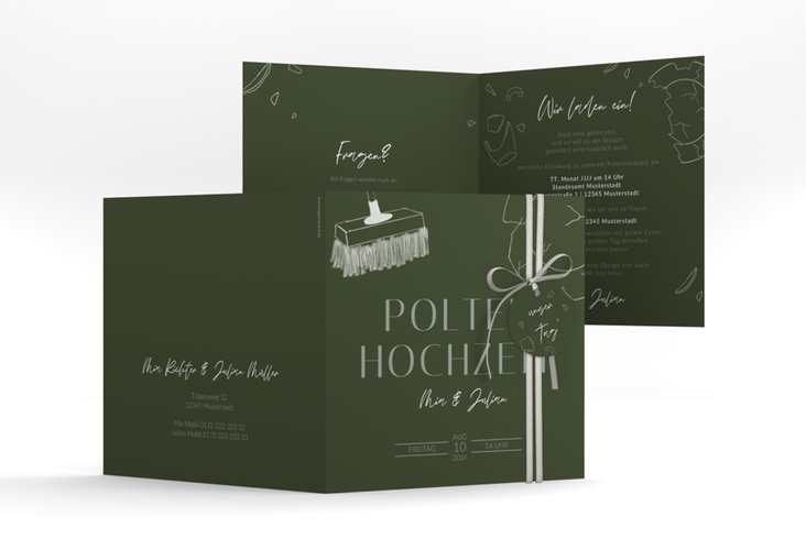 Hochzeitseinladung Polterhochzeit quadr. Klappkarte