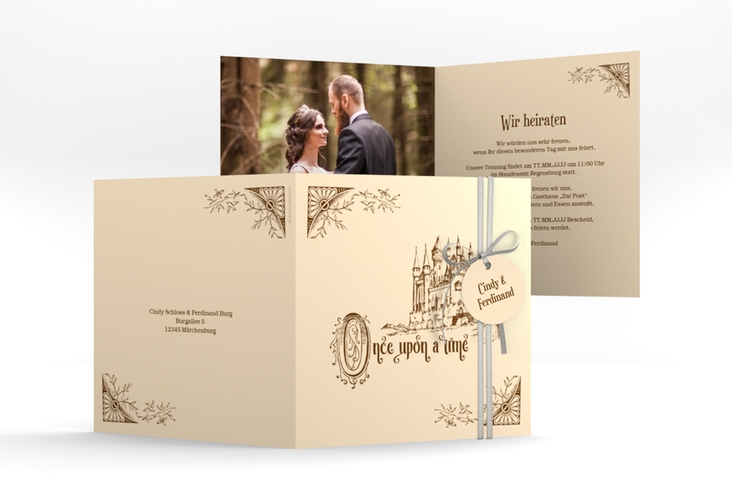 Hochzeitseinladung Storybook quadr. Klappkarte hochglanz