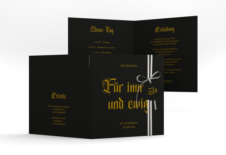 Hochzeitseinladung Gothic quadr. Klappkarte