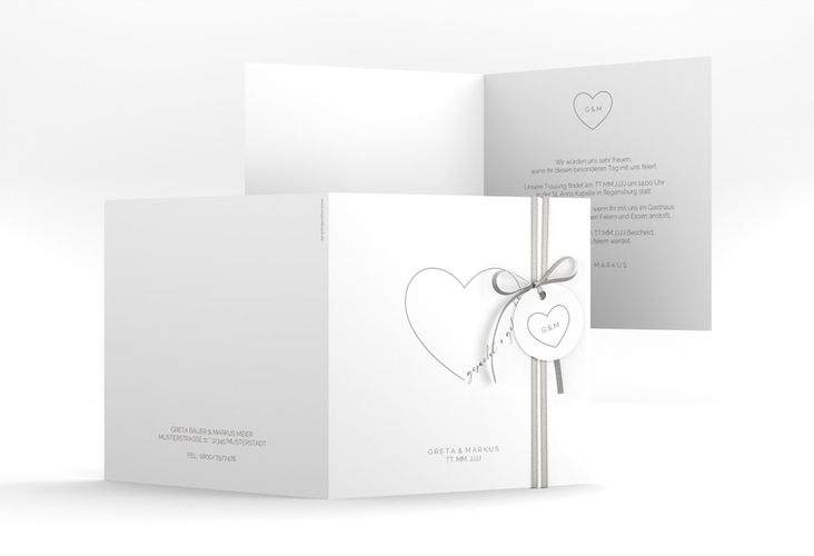 Hochzeitseinladung Lebenstraum quadr. Klappkarte weiss hochglanz