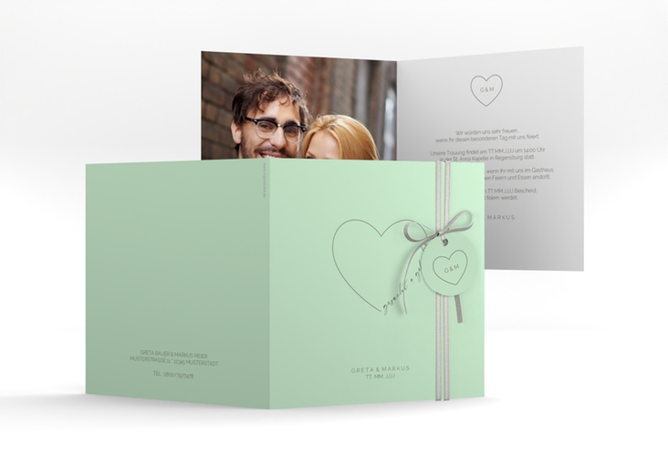 Hochzeitseinladung Lebenstraum quadr. Klappkarte mint hochglanz