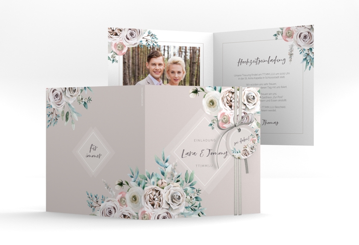 Hochzeitseinladung "Romance" quadratische Klappkarte