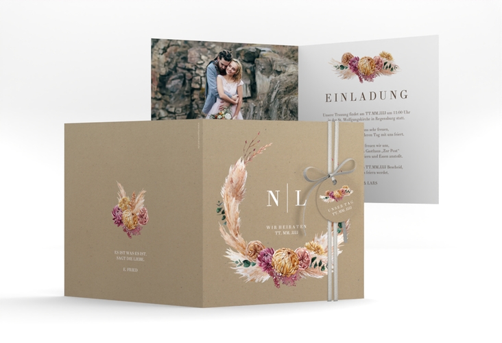 Hochzeitseinladung Bohochic quadr. Klappkarte