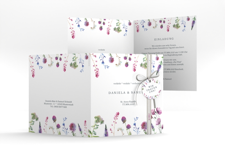 Hochzeitseinladung Wildblumen quadr. Klappkarte
