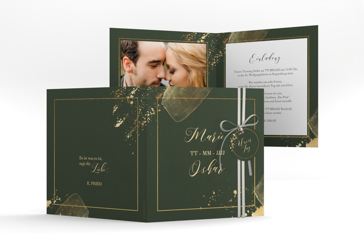 Hochzeitseinladung Emerald quadr. Klappkarte