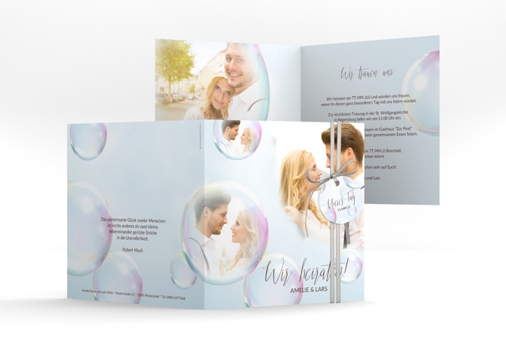 Hochzeitseinladung Dreams quadr. Klappkarte weiss hochglanz