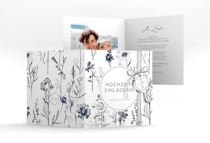Hochzeitseinladung Chinoiserie Floral quadr. Klappkarte