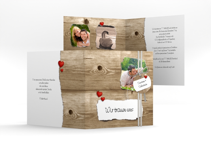 Hochzeitseinladung Reichenhall quadr. Klappkarte braun hochglanz