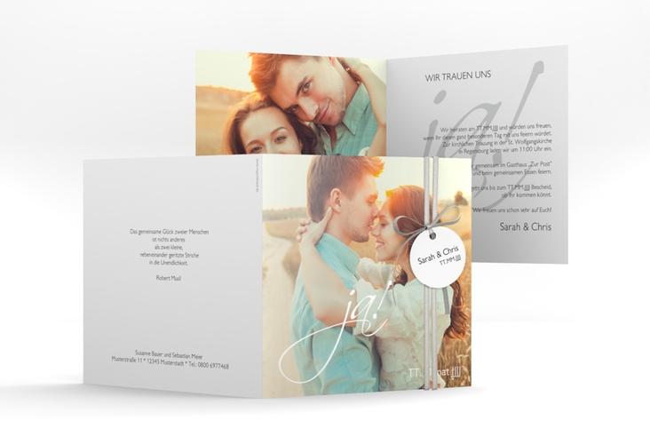 Hochzeitseinladung Clarity quadr. Klappkarte weiss hochglanz