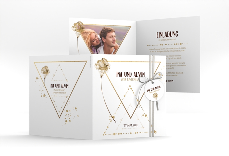 Hochzeitseinladung Triangle quadr. Klappkarte