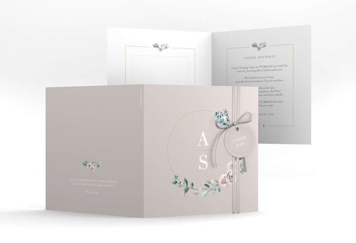 Hochzeitseinladung Symphonie quadr. Klappkarte rosa hochglanz