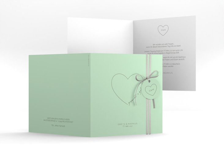Hochzeitseinladung Lebenstraum quadr. Klappkarte mint hochglanz