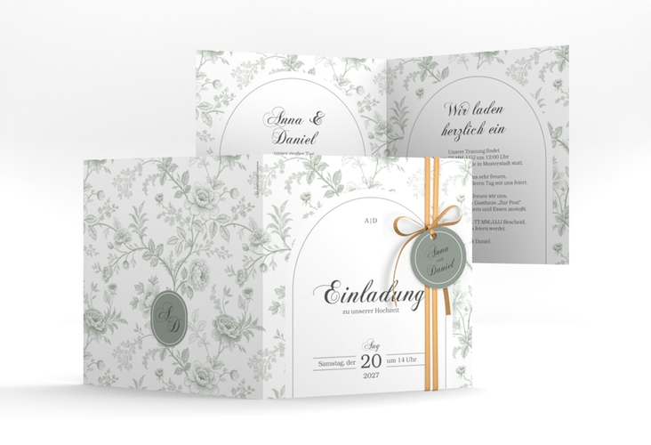 Hochzeitseinladung Très Chic quadr. Klappkarte gruen