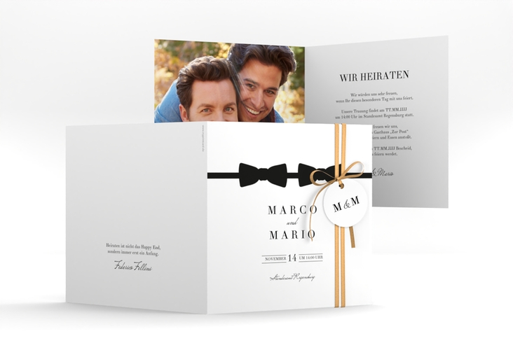 Hochzeitseinladung Suits quadr. Klappkarte