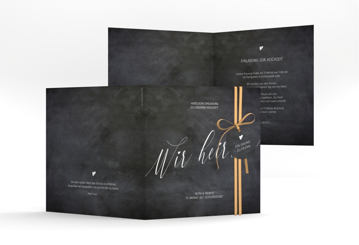 Hochzeitseinladung Chalkboard quadr. Klappkarte mit Folienveredelung