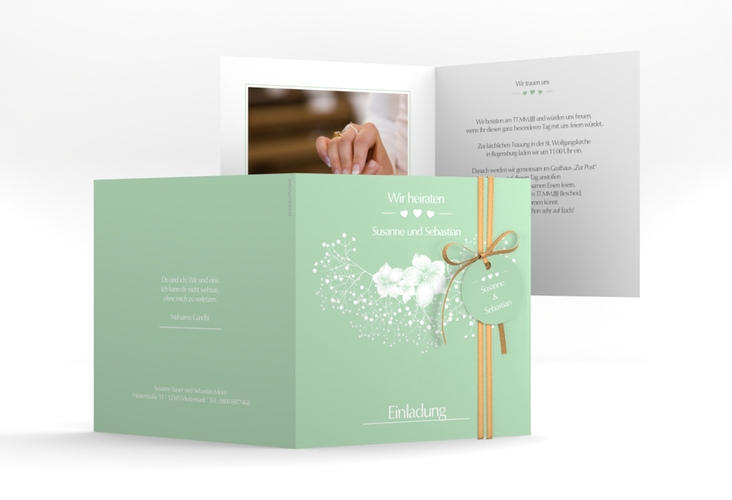 Hochzeitseinladung Jena quadr. Klappkarte mint hochglanz
