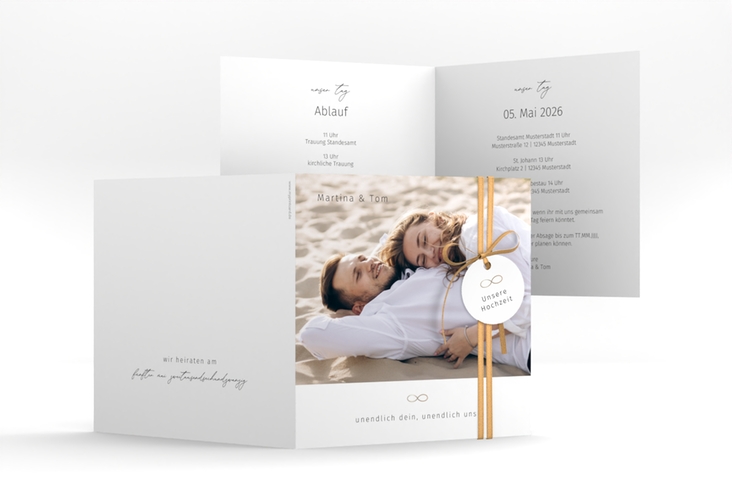 Hochzeitseinladung Unendlich Liebe quadr. Klappkarte weiss