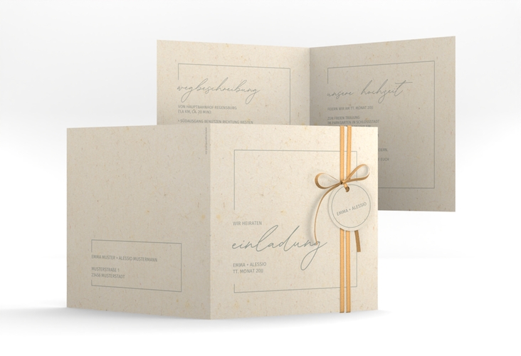 Hochzeitseinladung Simple Line quadr. Klappkarte beige