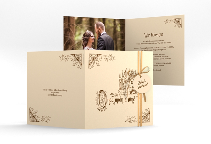 Hochzeitseinladung Storybook quadr. Klappkarte hochglanz