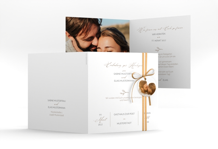 Hochzeitseinladung Plain quadr. Klappkarte weiss hochglanz