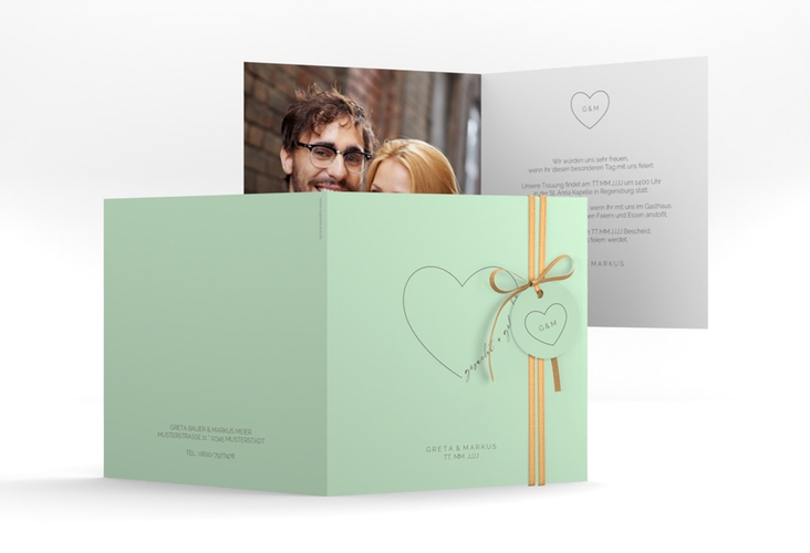 Hochzeitseinladung Lebenstraum quadr. Klappkarte mint hochglanz