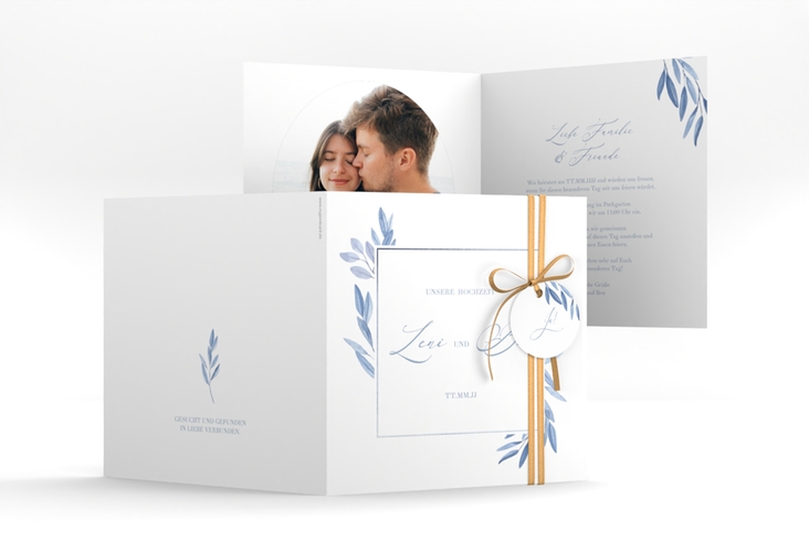 Hochzeitseinladung Classicblue quadr. Klappkarte