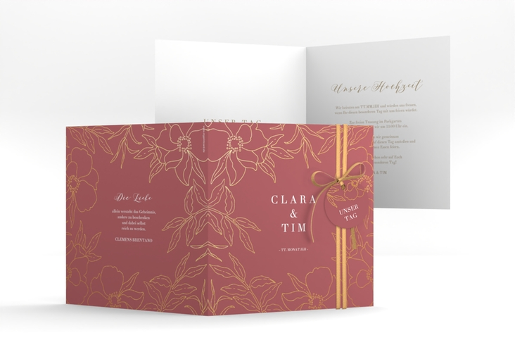 Hochzeitseinladung Contour quadr. Klappkarte rot