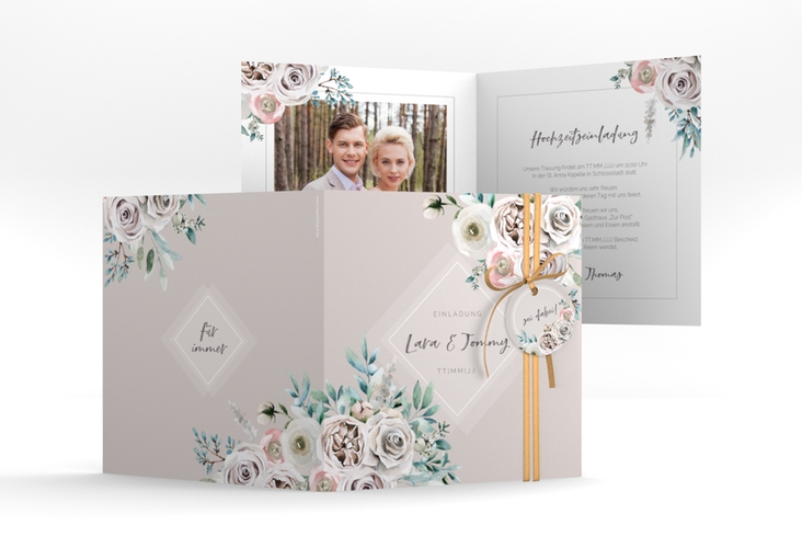 Hochzeitseinladung "Romance" quadratische Klappkarte