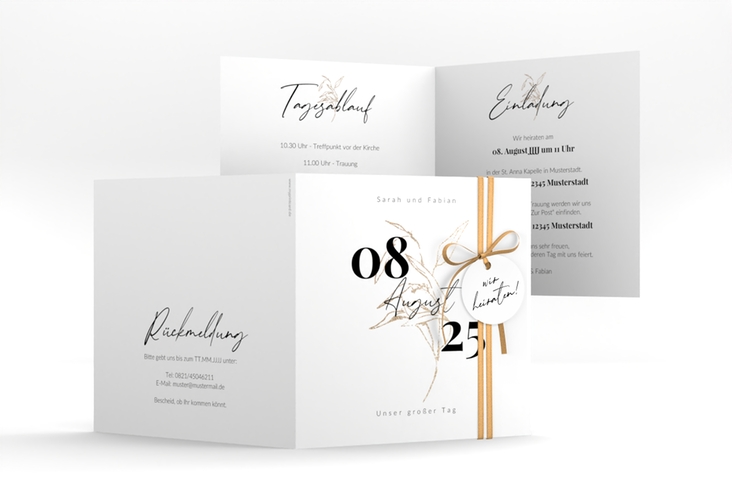 Hochzeitseinladung Seed quadr. Klappkarte weiss hochglanz