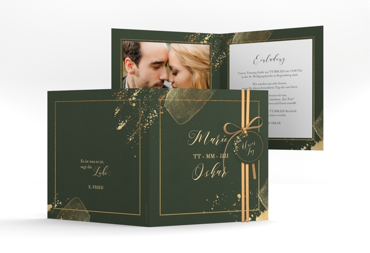Hochzeitseinladung Emerald quadr. Klappkarte