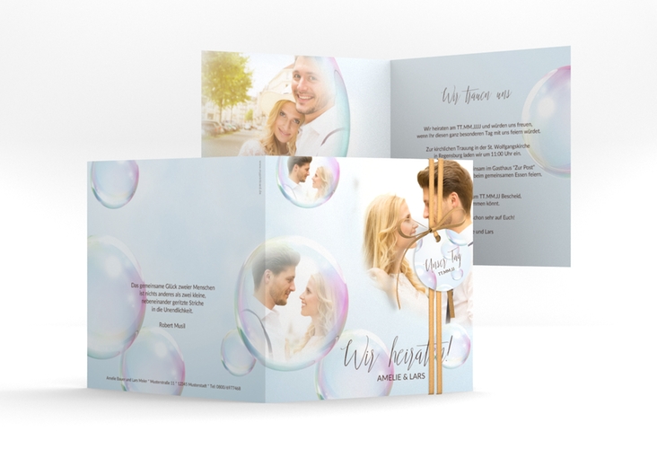Hochzeitseinladung Dreams quadr. Klappkarte weiss hochglanz