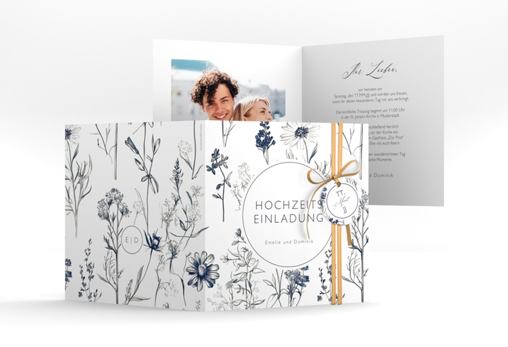 Hochzeitseinladung Chinoiserie Floral quadr. Klappkarte
