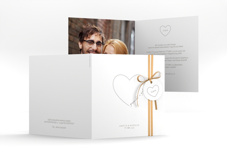 Hochzeitseinladung Lebenstraum quadr. Klappkarte weiss hochglanz