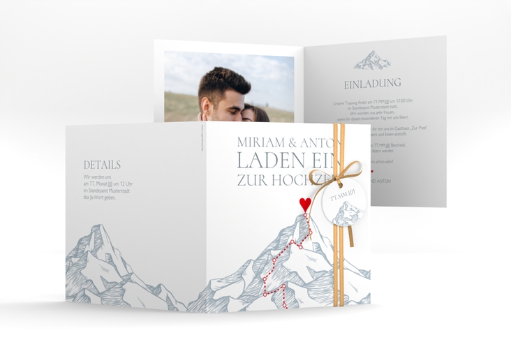 Hochzeitseinladung Berge quadr. Klappkarte
