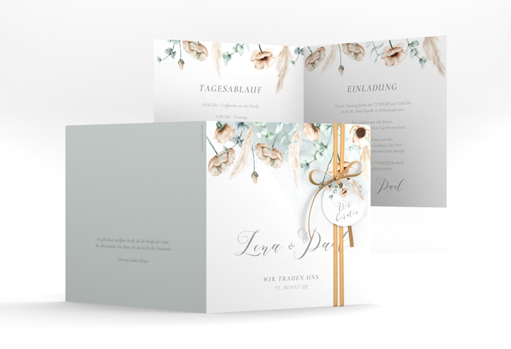 Hochzeitseinladung Anemone quadr. Klappkarte mint hochglanz