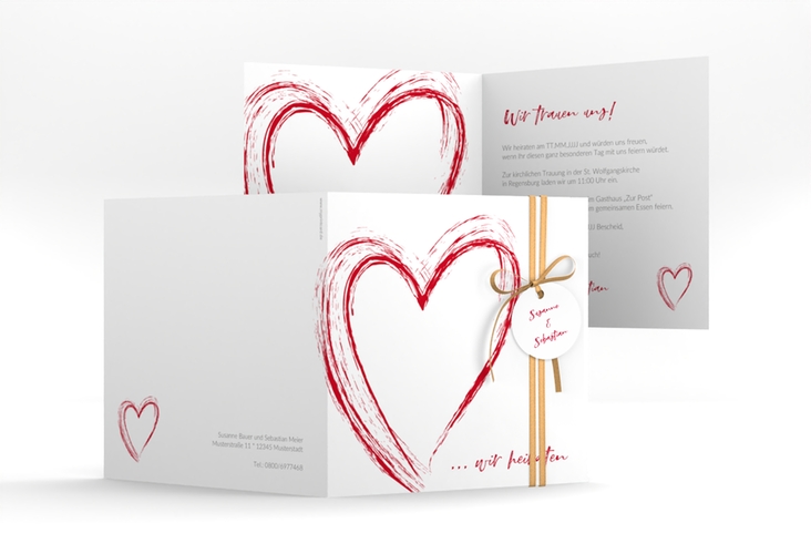 Hochzeitseinladung Liebe quadr. Klappkarte