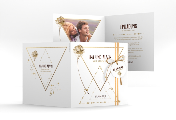 Hochzeitseinladung Triangle quadr. Klappkarte