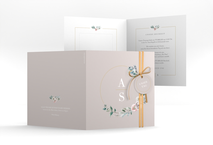 Hochzeitseinladung Symphonie quadr. Klappkarte rosa hochglanz